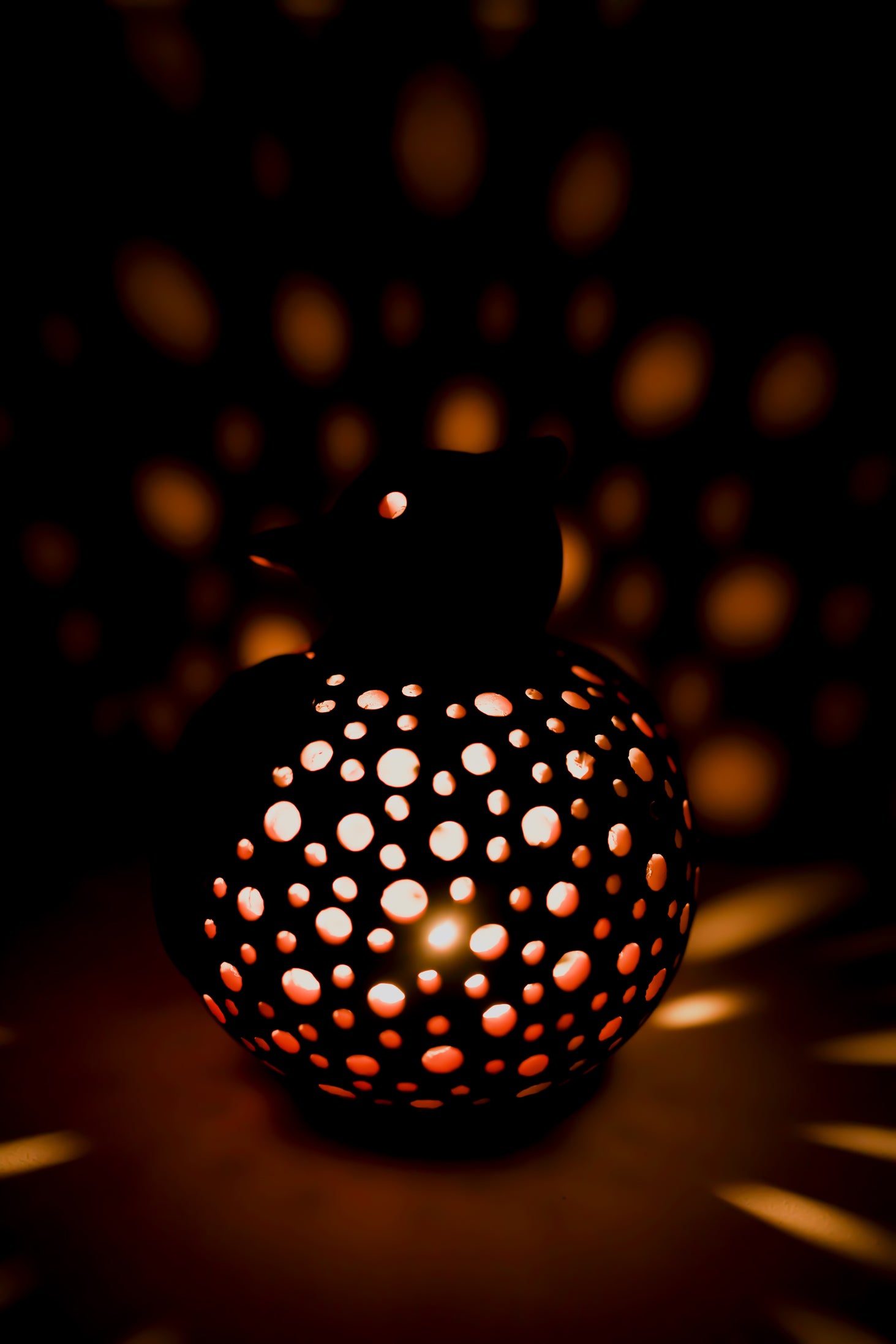 Terracotta Bird T-Light Holder (Feather & Dot Cutwork)