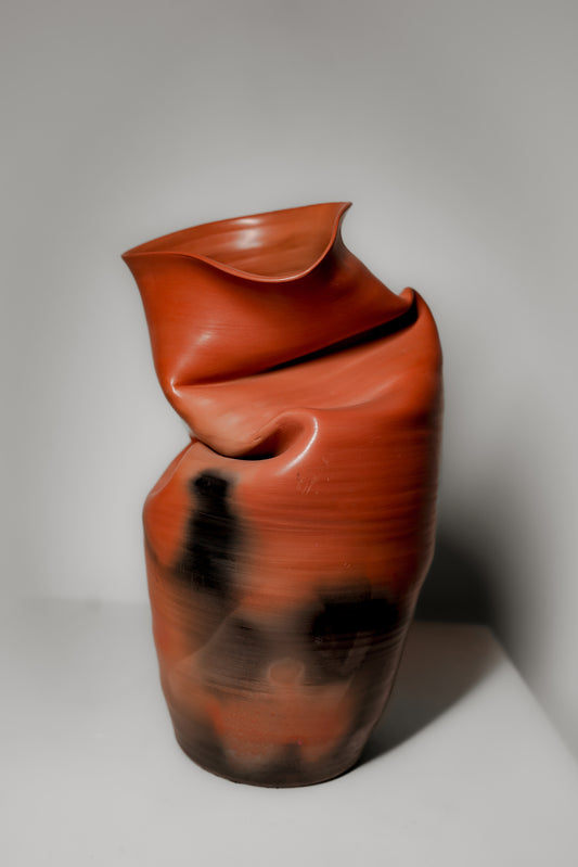 Flame-Fold Terracotta Vase