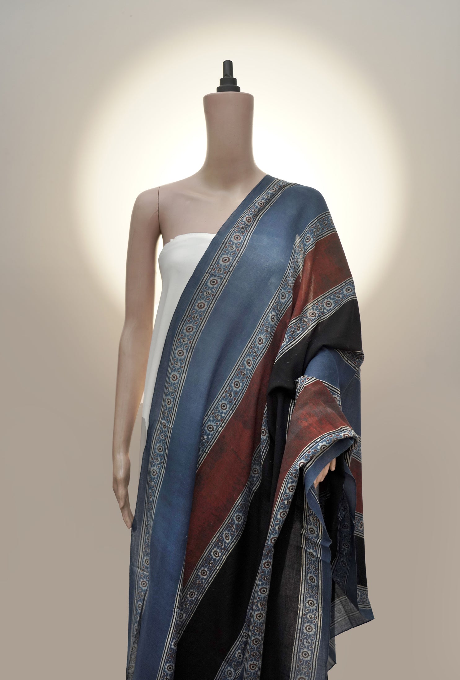 Ajrak Neel Varna | Handwoven Dupatta