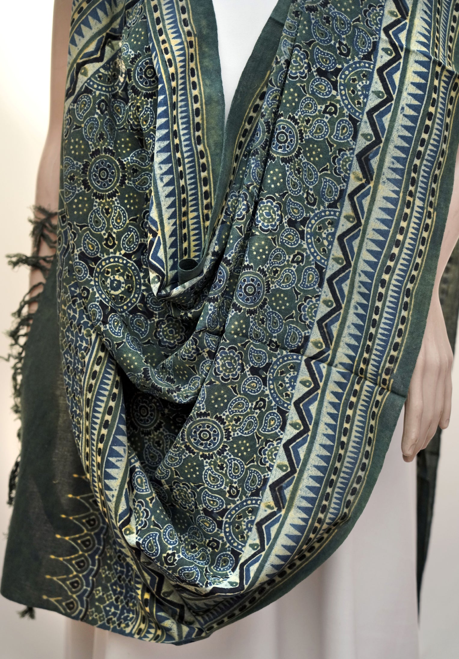 Ajrak Noor Dupatta | Handblock Printed Ajrak Cotton Dupatta