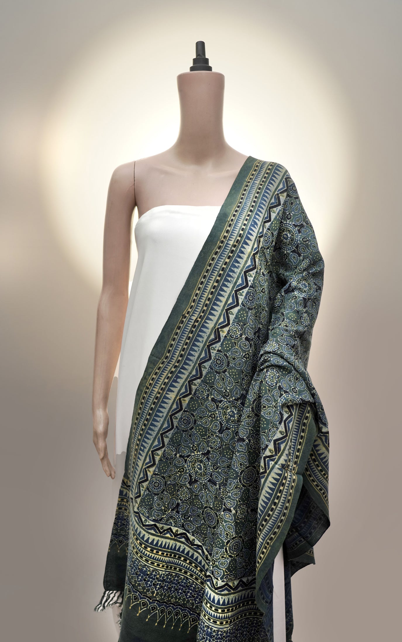 Ajrak Noor Dupatta | Handblock Printed Ajrak Cotton Dupatta