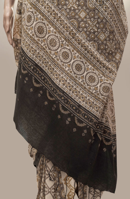 Ajrak Geometric Elegance Saree