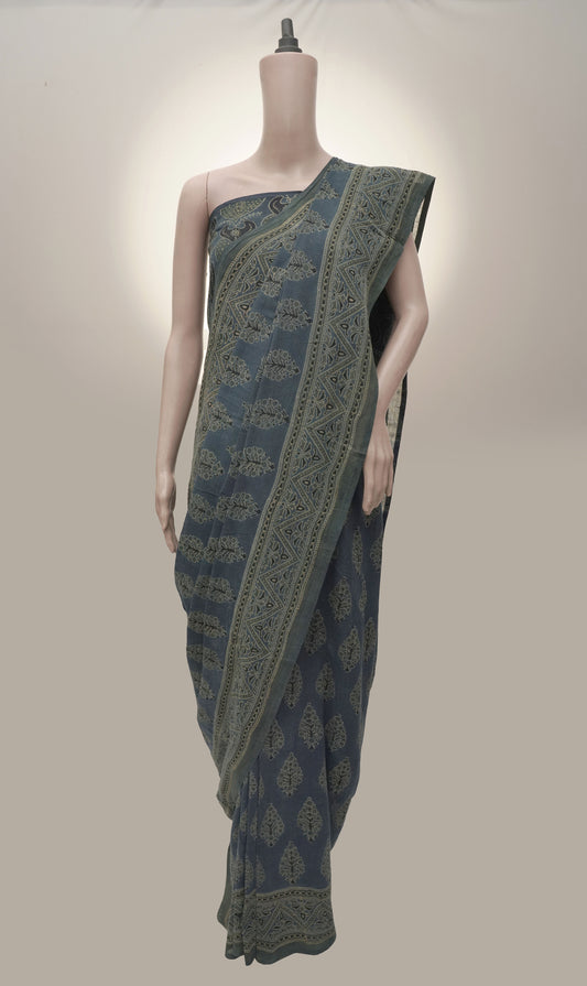Ajrak Neelam Saree
