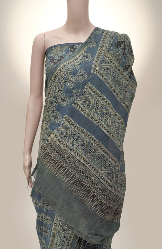 Ajrak Neelam Saree
