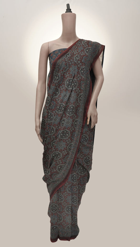 Ajrak Gulnaar Rang Saree