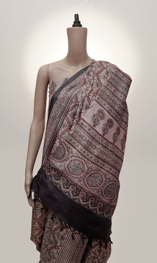Ajrak Geometric Mandala Saree