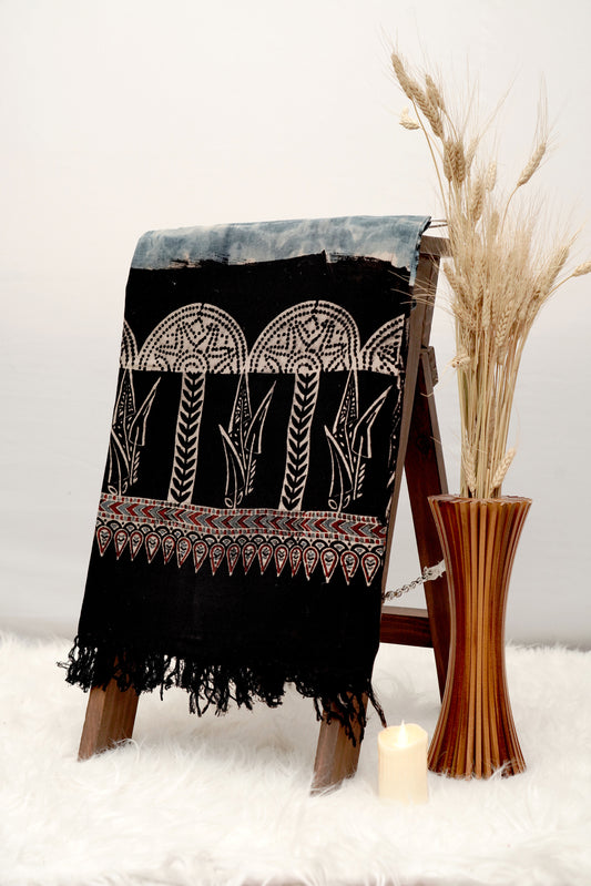 Ajrak Neel Dhara | Handwoven Dupatta