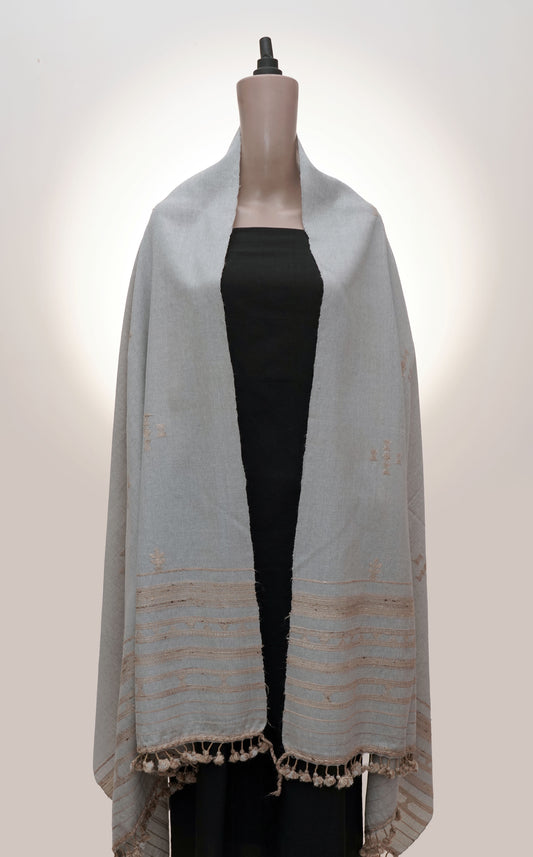 Mist Dew Wool Mirrorwork Shawl