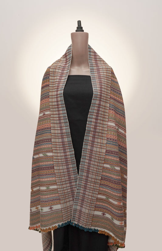 Festive Stripes Wool Shawl