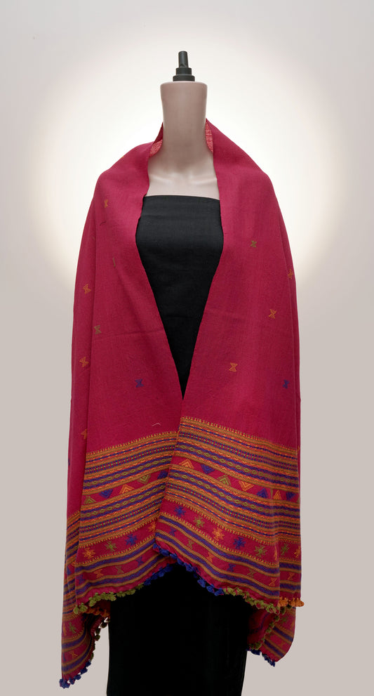 Magenta Festive Wool Shawl
