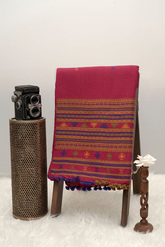 Magenta Festive | Wool Handwoven Kutch Shawl