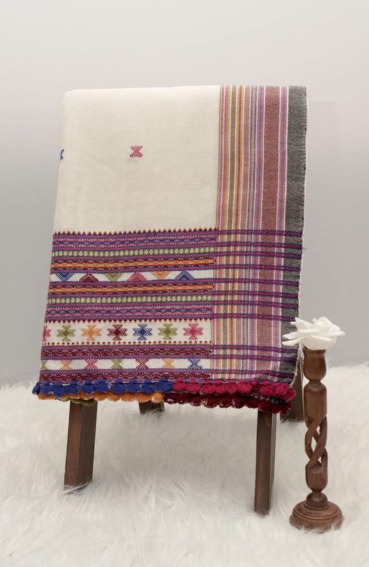 Patchwork Celebration | Wool Handwoven Kutch Shawl