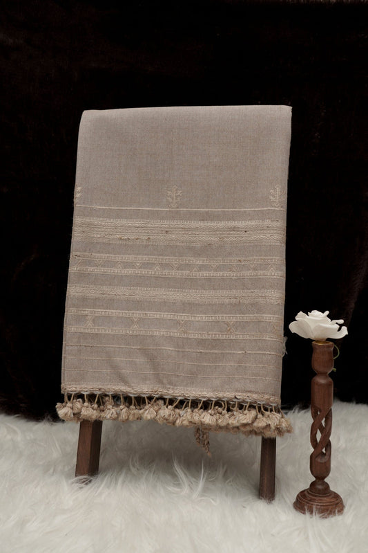 Desert Blossom | Wool Mirrorwork Handwoven Kutch Shawl