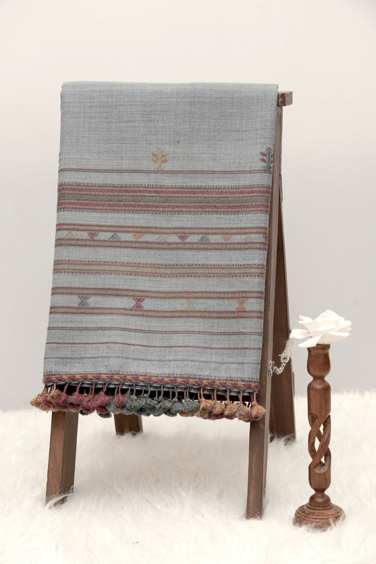 Mist Meadow | Wool Handwoven Kutch Shawl