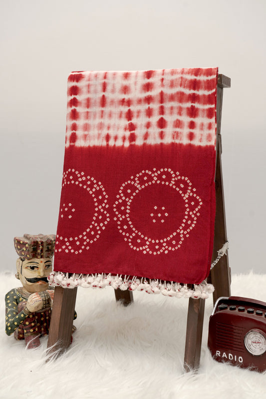 Crimson Dots | Shibori Wool Handwoven Stall