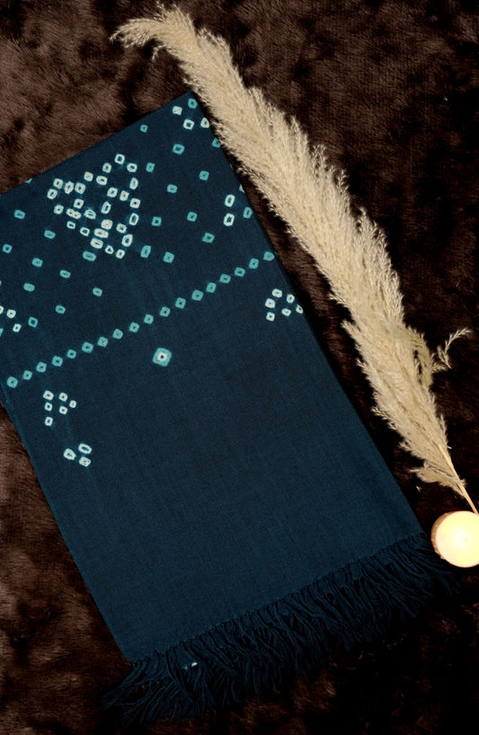 Teal Geometrics | Bandhani Wool Handwoven Stall