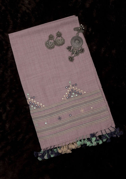 Misty Bloom | Wool Mirrorwork Handcrafted Kutch Stall