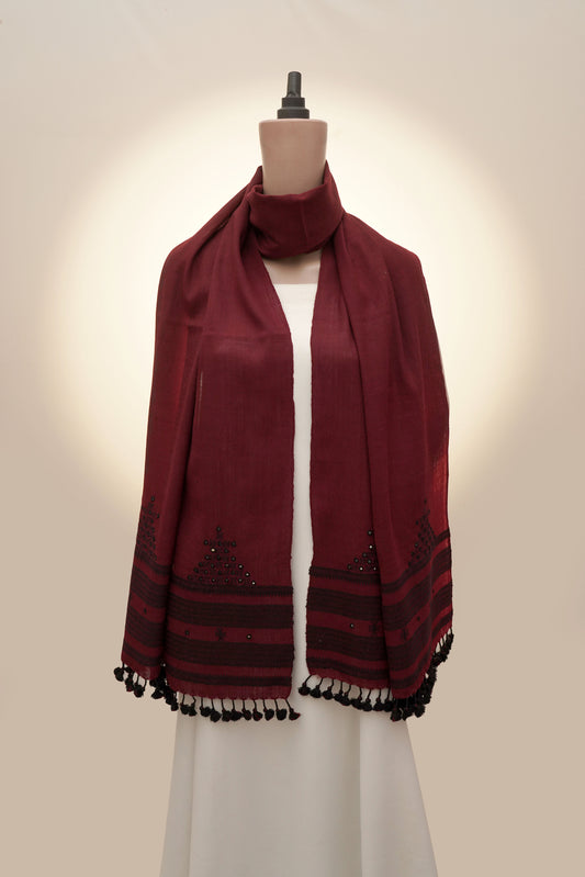 Maroon Heritage Wool Mirrorwork Stall