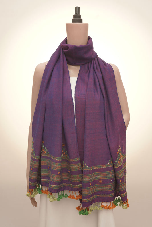 Royal Plum Wool Mirrorwork Stall