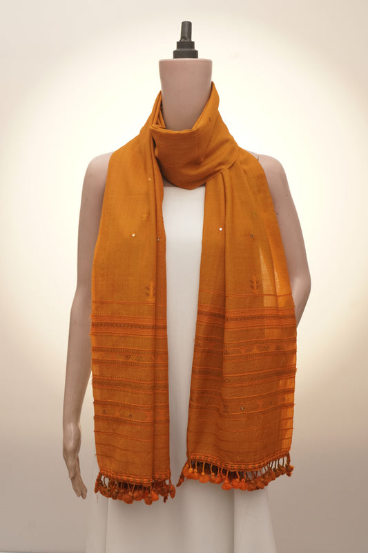 Ochre Mirrorwork Wool Stall