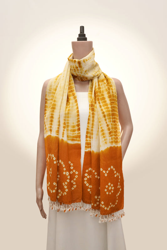 Ochre Dots Shibori Wool Stall