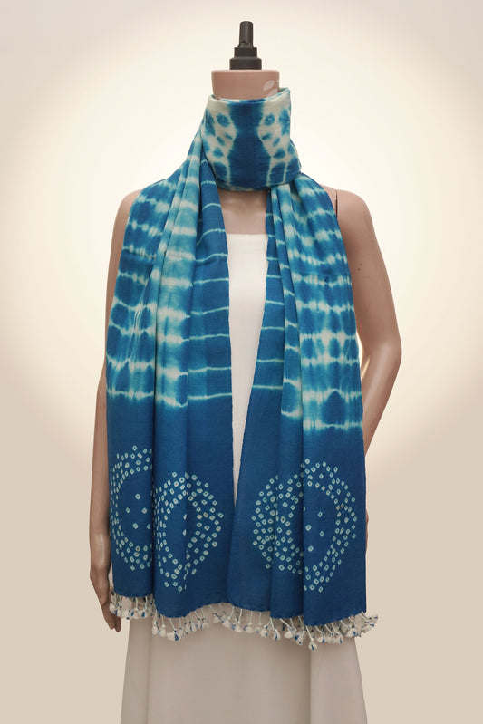 Indigo Dots Shibori Wool Stall