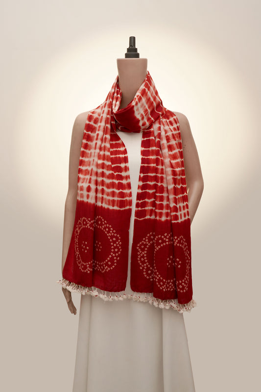 Crimson Dots Shibori Wool Stall