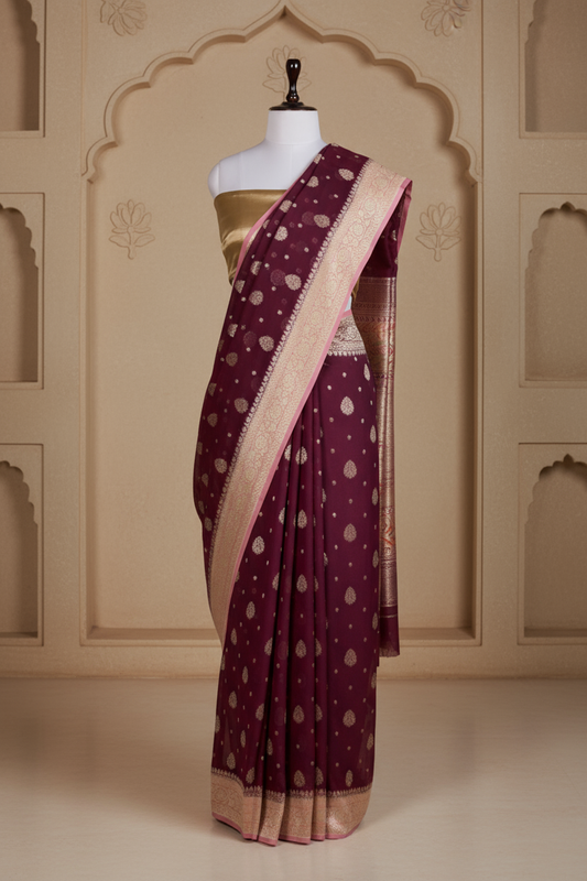 Mehroon Raag Saree