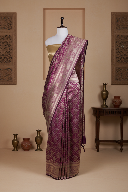 Mehroon Nazakat Saree