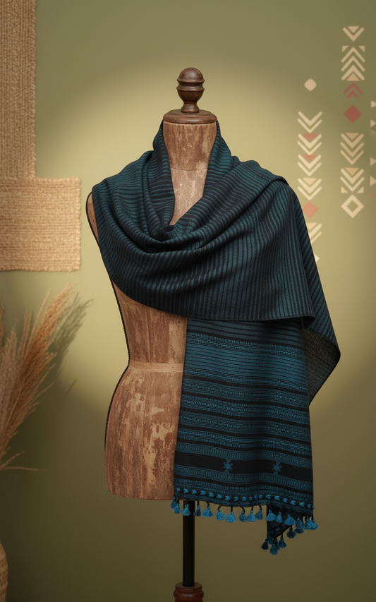 Midnight Pagdi Stripe Handwoven Stall
