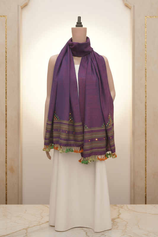 Royal Plum Wool Mirrorwork Stall