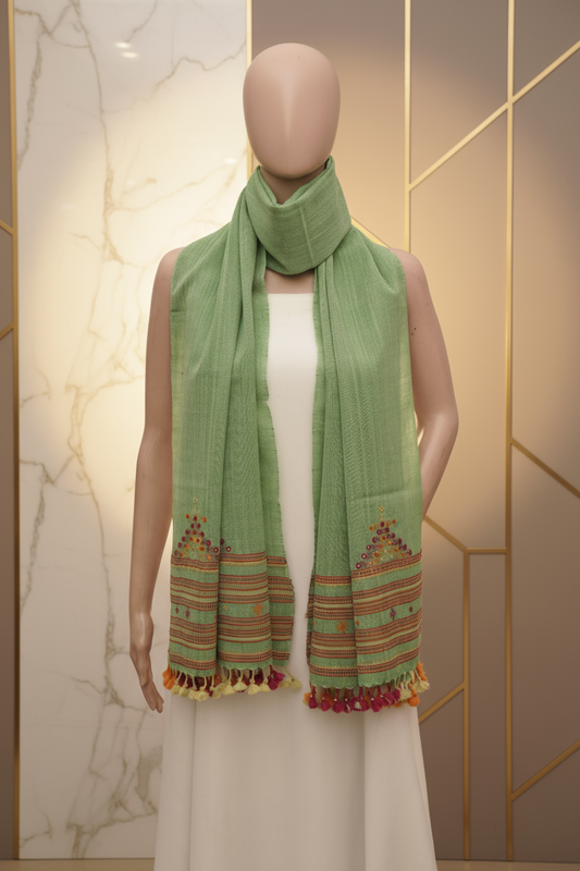 Verdant Spark Wool Mirrorwork Stall