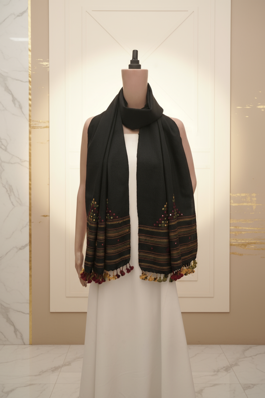 Midnight Oasis Wool Mirrorwork Stall