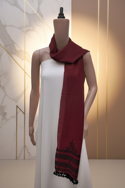 Maroon Heritage Wool Mirrorwork Stall