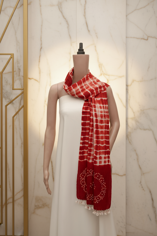Crimson Dots Shibori Wool Stall