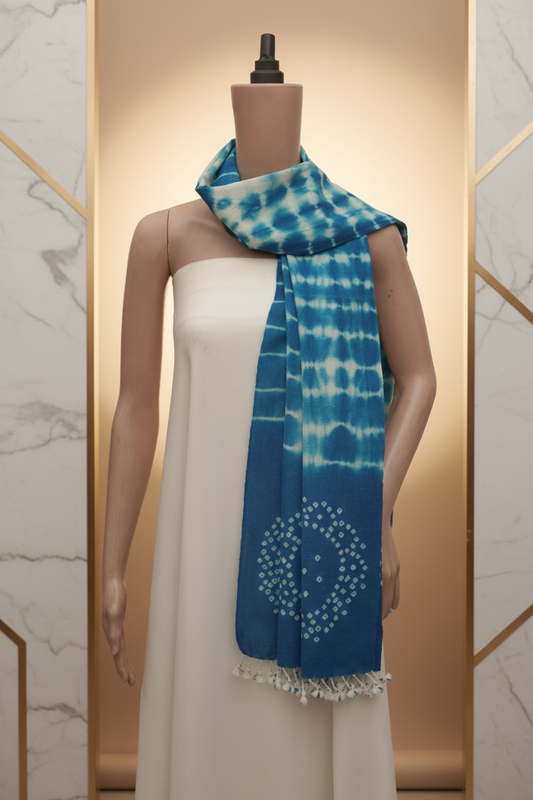 Indigo Dots Shibori Wool Stall