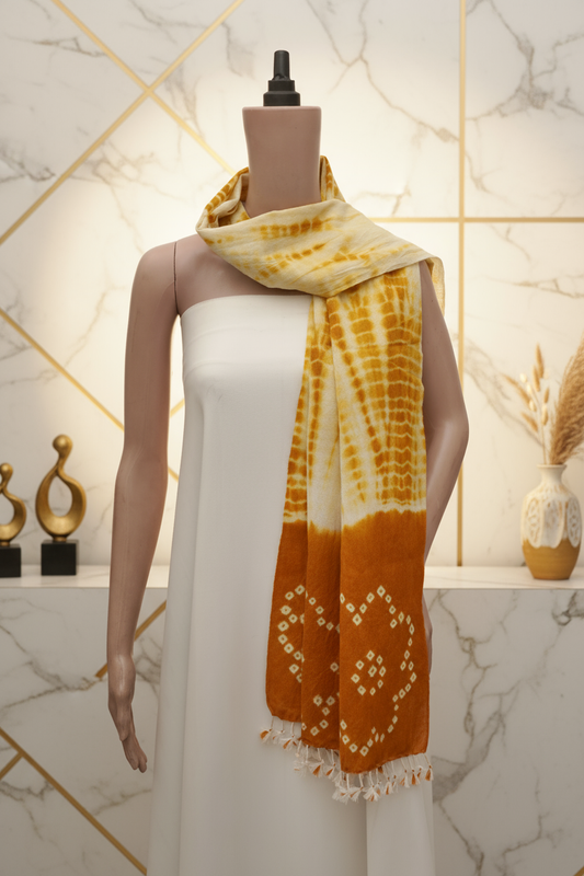 Ochre Dots Shibori Wool Stall